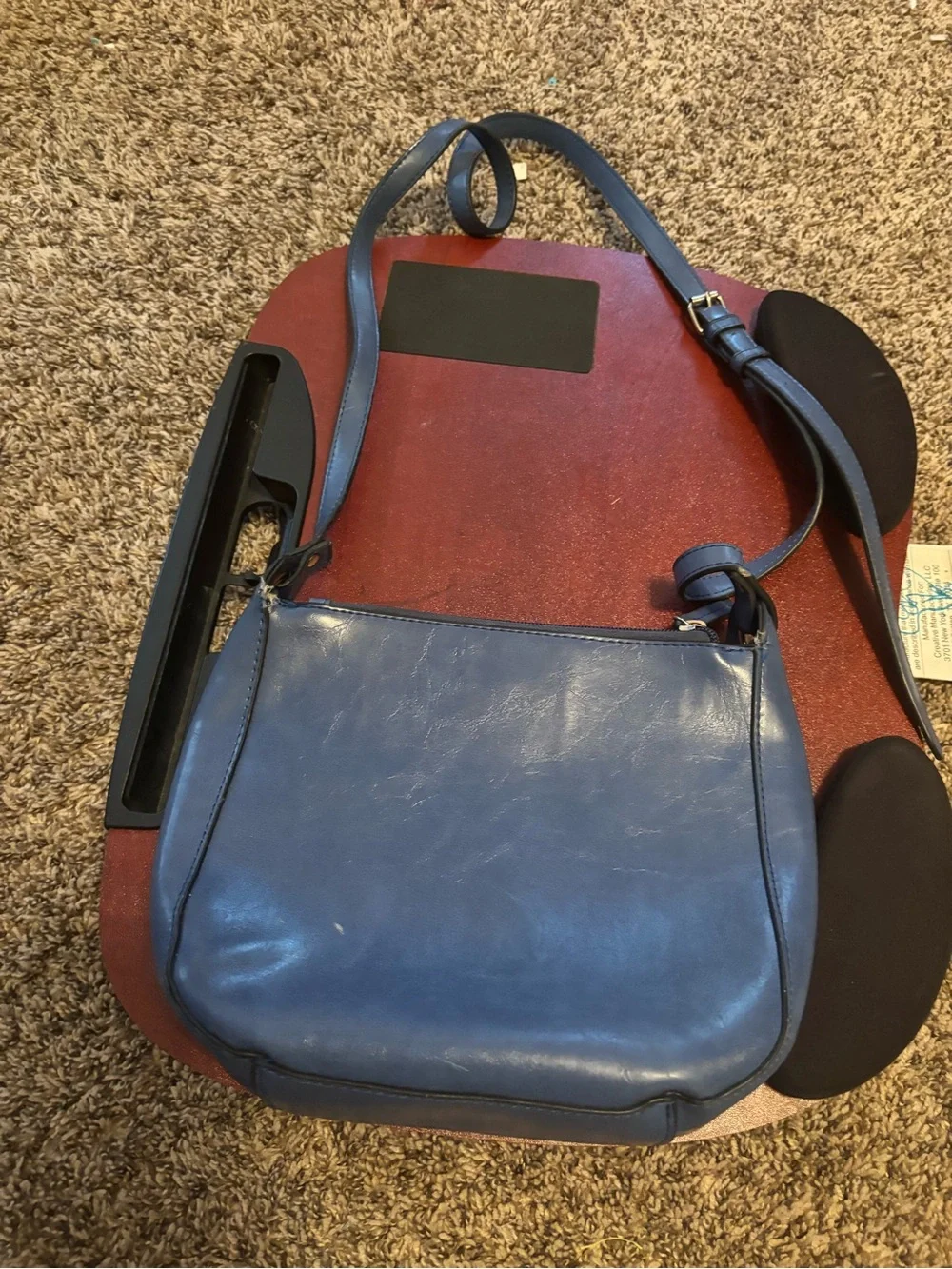 Blue Leather Crossbody Bag